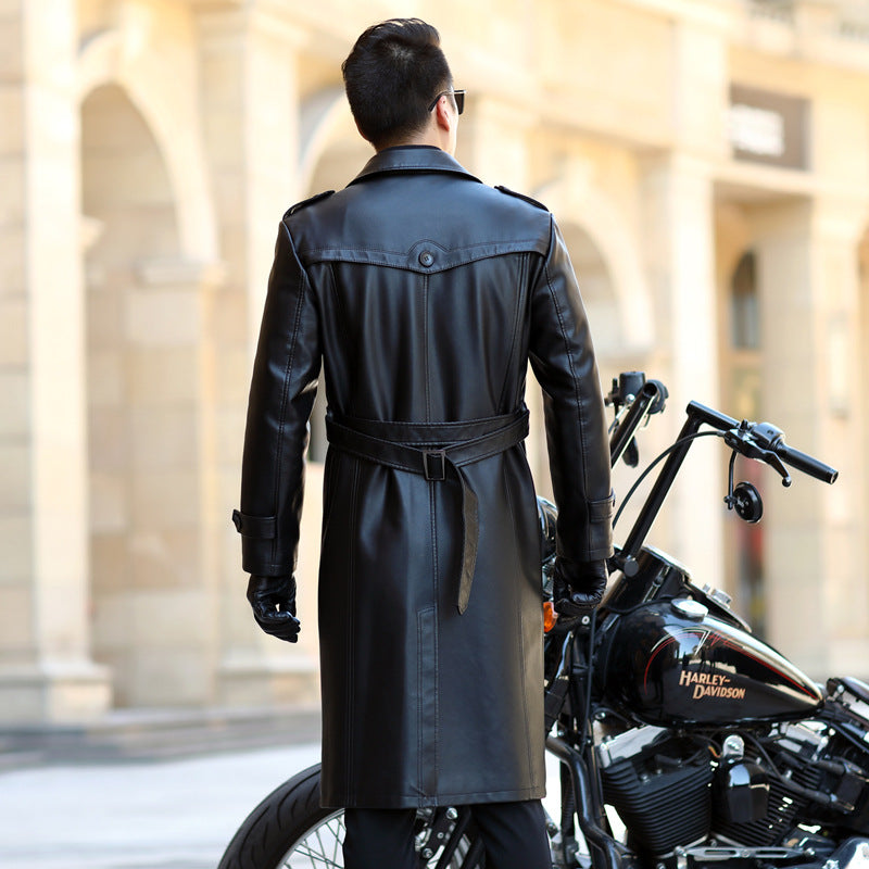 Belissa™ | Erkek Siyah Deri Uzun Kaban – Premium🖤