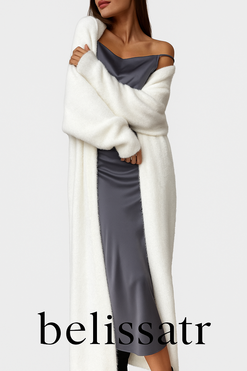 Belissatr™ | Uzun Beyaz Yumuşak Hırka – Şık ve Rahat