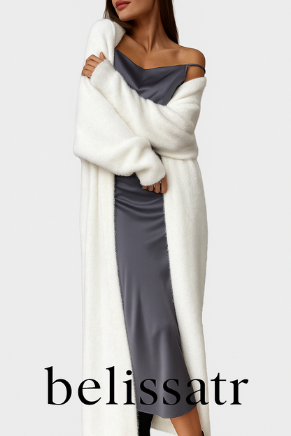 Belissatr™ | Uzun Beyaz Yumuşak Hırka – Şık ve Rahat