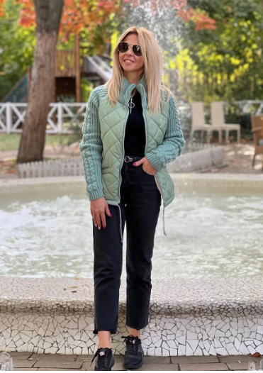 Belissa™ | Triko Kollu Kapitone Şişme Mont – Rahat ve Şık