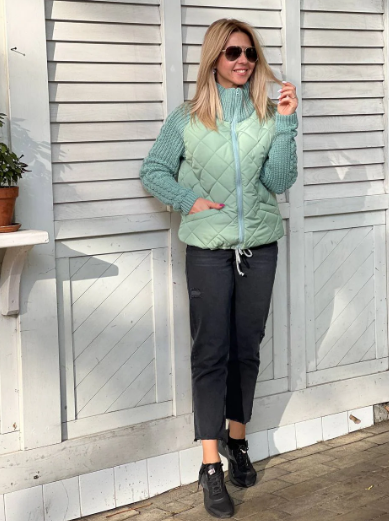 Belissa™ | Triko Kollu Kapitone Şişme Mont – Rahat ve Şık