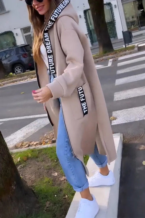 Oversiz Uzun Kapüşonlu Sweat Mont