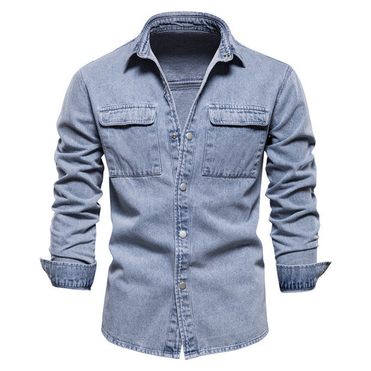 Belissa™ Premium Denim Overshirt – Açık Mavi Erkek Kot Gömlek