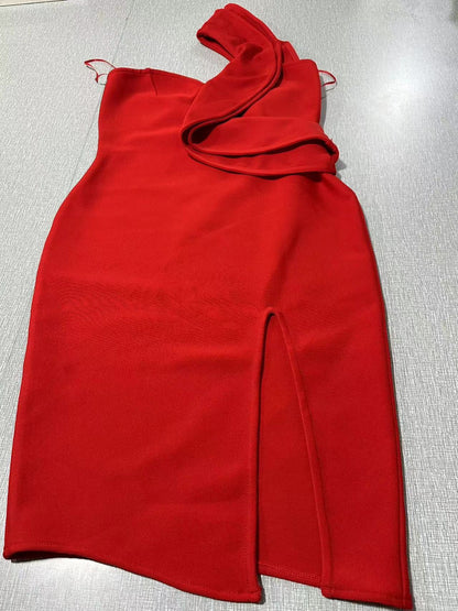 Belissatr™ | Kadın Tek Omuz Yırtmaçlı Dar Kesim Elbise