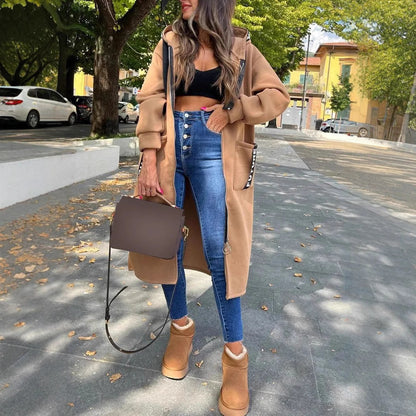 Oversiz Uzun Kapüşonlu Sweat Mont