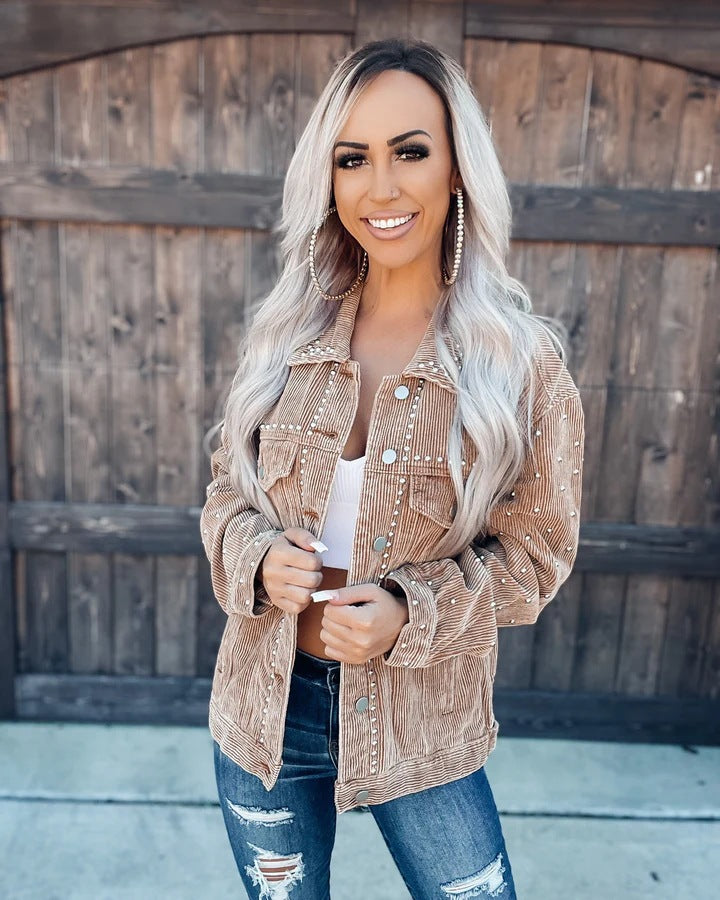 Zincir Detaylı Kadife Ceket