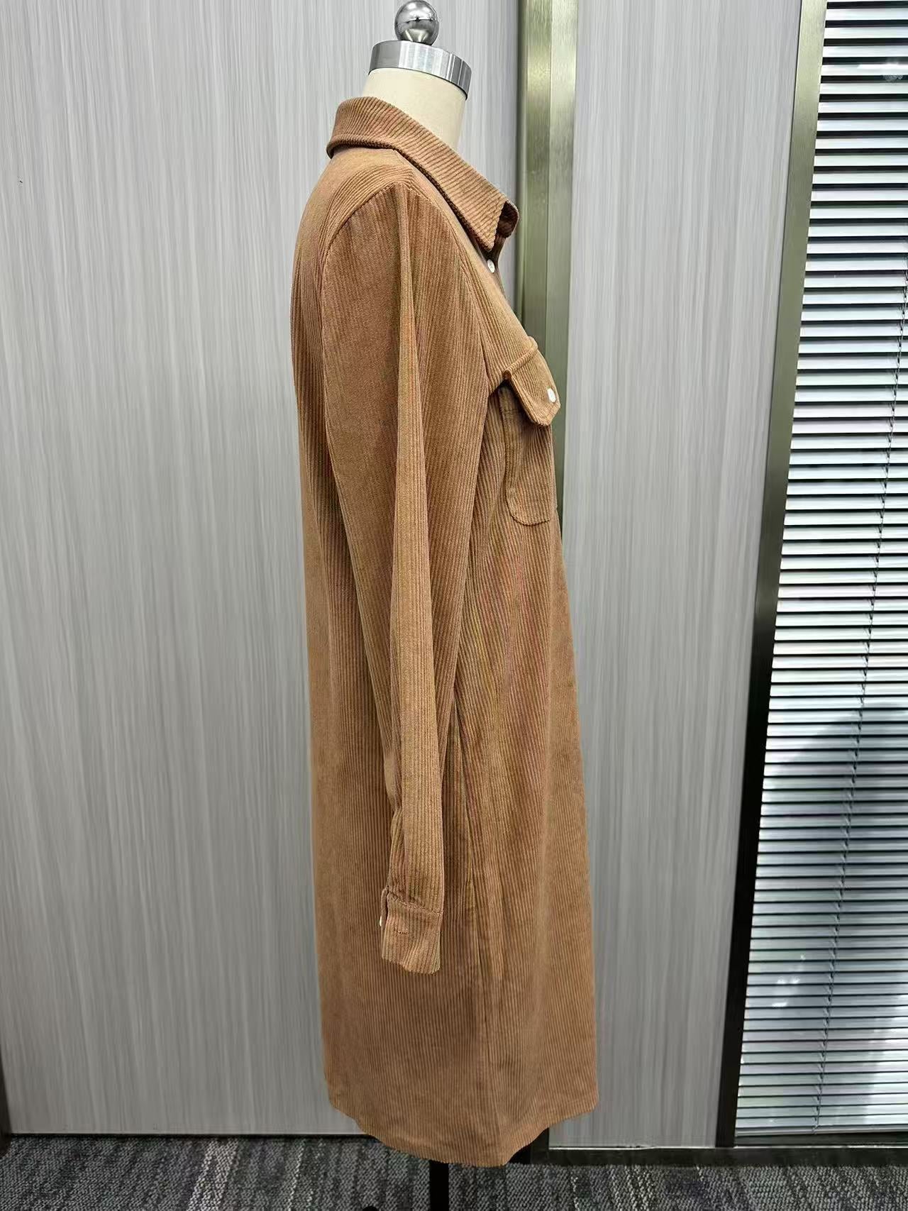 Belissa™ |Cepli Kadife Gömlek Elbise – Belissatr Casual Style