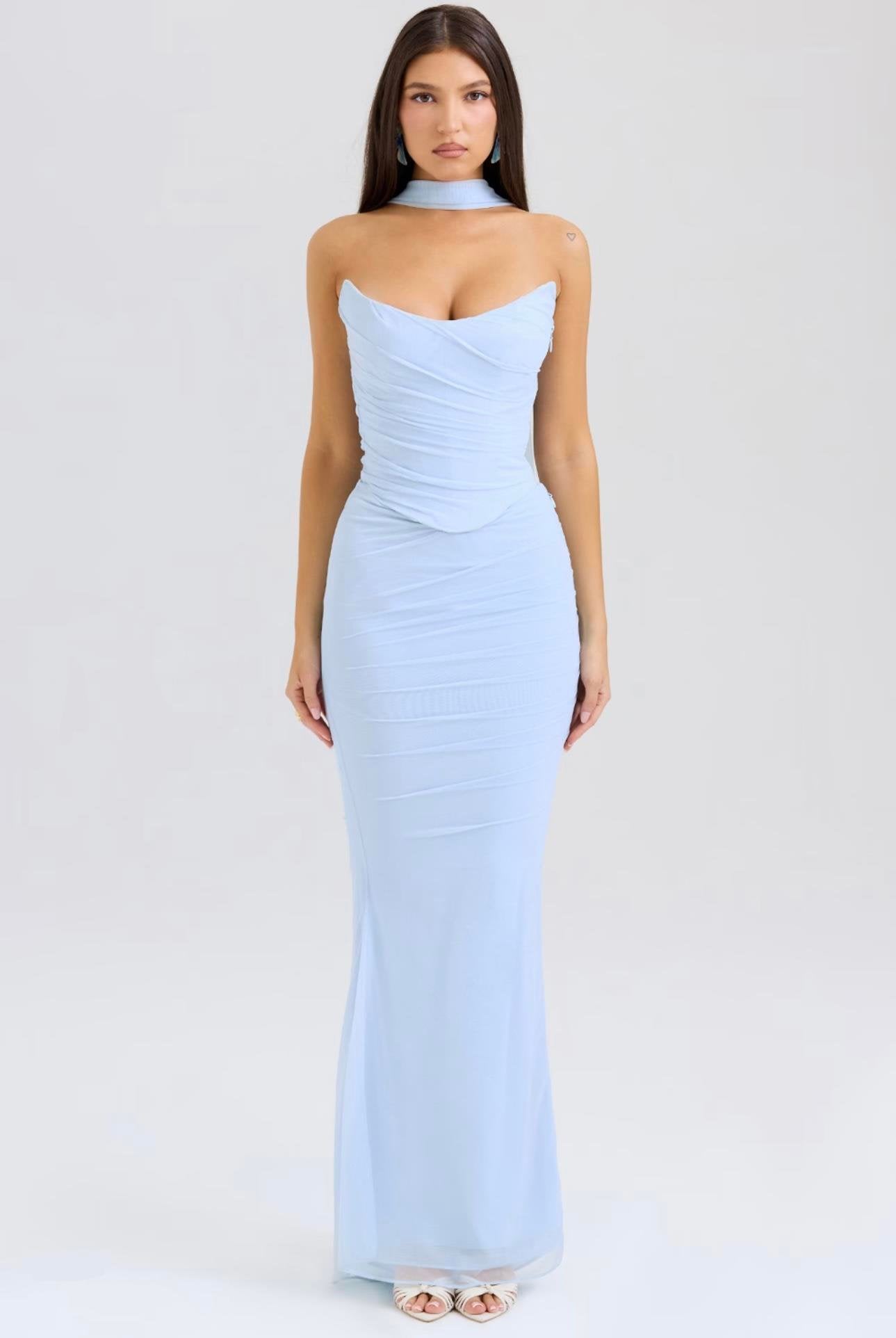 Belissatr™ | Boynu Bağ Detaylı Drapeli Takım