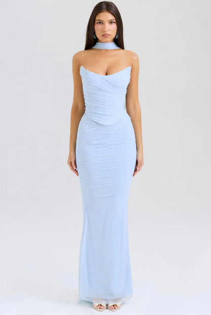 Belissatr™ | Boynu Bağ Detaylı Drapeli Takım