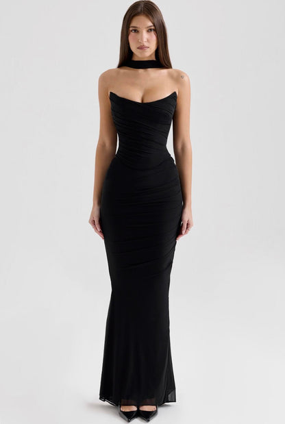 Belissatr™ | Boynu Bağ Detaylı Drapeli Takım