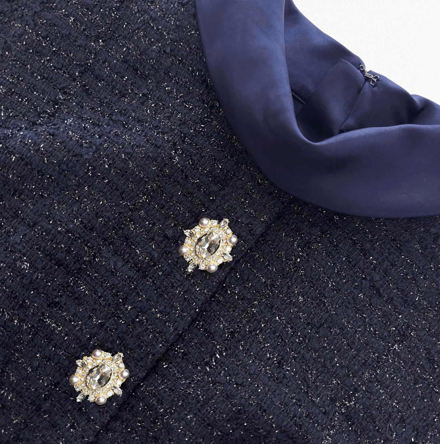 Düğme Detaylı Lacivert Maksi Elbise