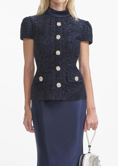 Düğme Detaylı Lacivert Maksi Elbise