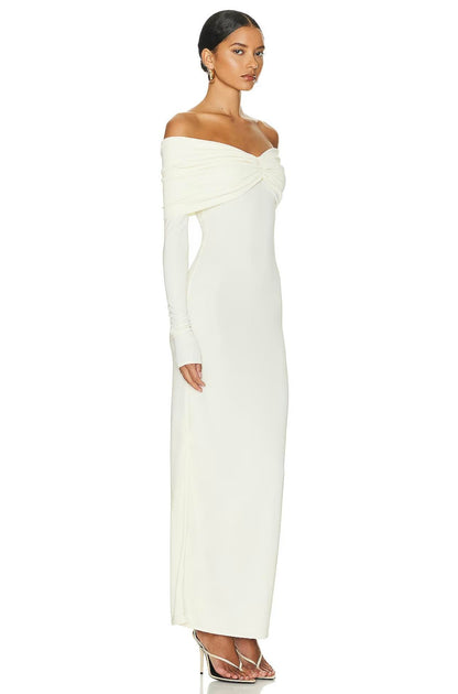 Madonna Yaka Siyah Maksi Elbise