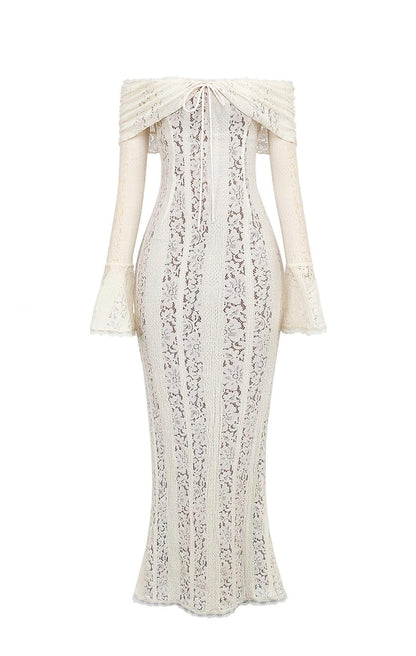 Madonna Yaka Dantel Maksi Elbise