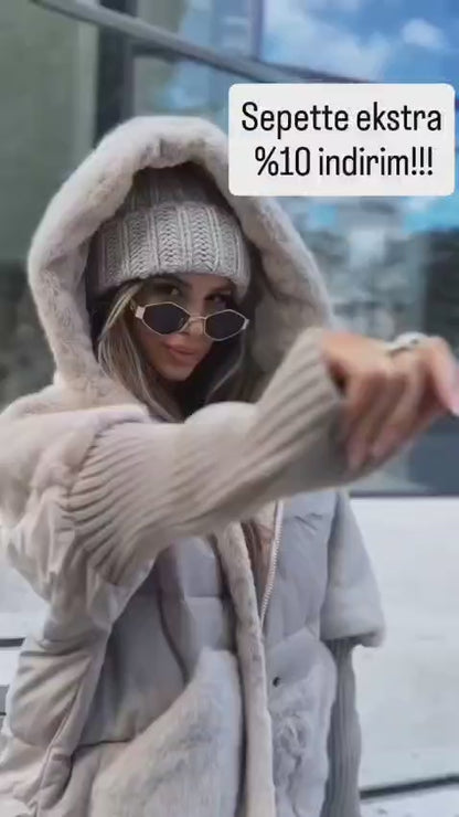 Belissa™ | Kürklü Kapüşonlu Şişme Mont – Premium Kışlık Koleksiyon