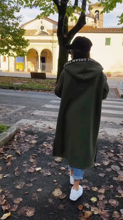 Oversiz Uzun Kapüşonlu Sweat Mont