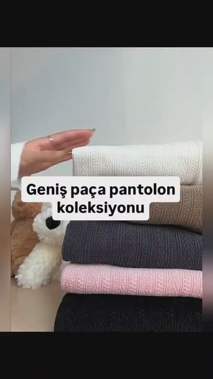 Kışlık Örgü Dokulu Polar Astarlı Kadın Pantolon – Yumuşak, Sıcak ve Zarif