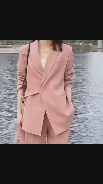 Belissa™ | Önden Bağlamalı Blazer ve Geniş Paça Pantolon