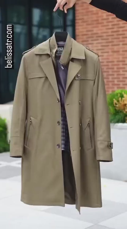 Belissa™ | Erkek Klasik Trençkot-Uzun