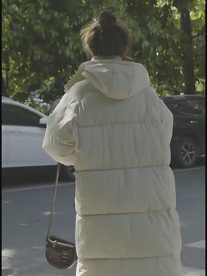 Belissatr™ | Kapitone Oversize Kapüşonlu Uzun Mont – Kışlık Rahat Şıklık