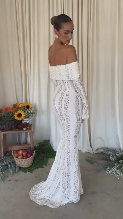 Madonna Yaka Dantel Maksi Elbise