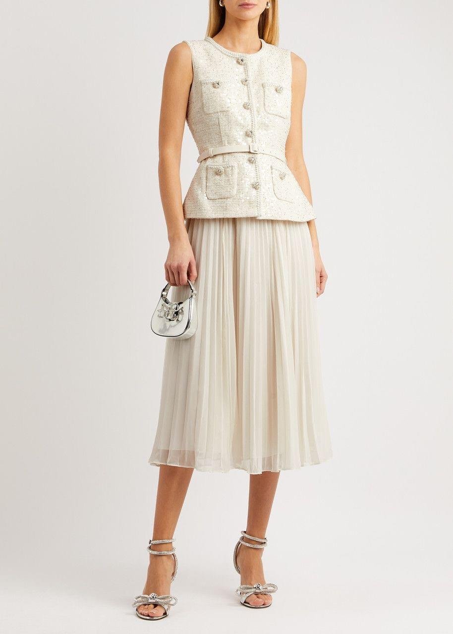 Tüvit Yelek ve Pileli Etek Takım